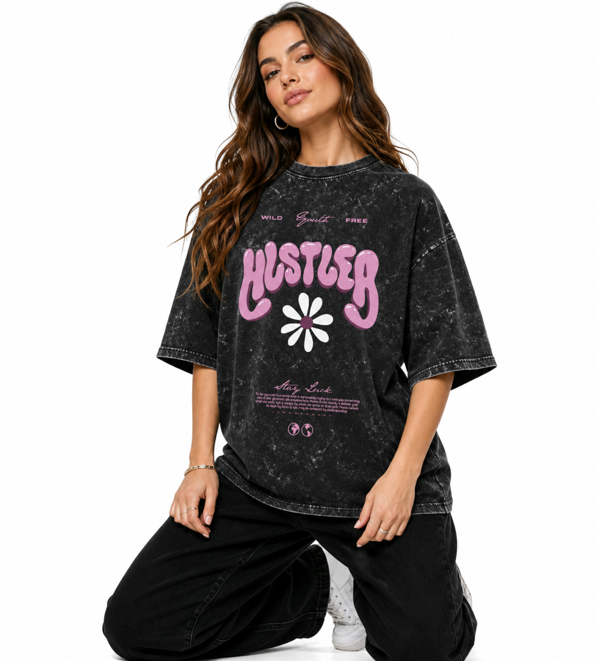 Unisex acid washed oversized tee by LYVIT ORIGINALS, featuring a relaxed fit and distressed fabric in muted tones.