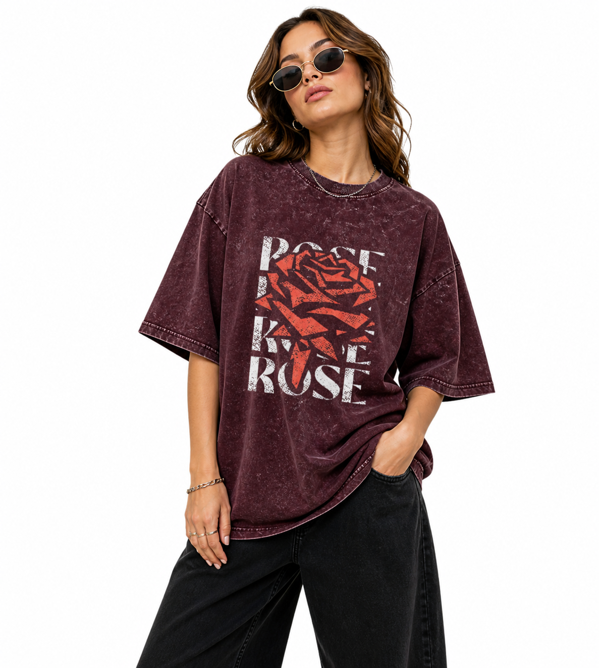 Unisex acid washed oversized T-shirt from LYVIT ORIGINALS, featuring a relaxed fit and casual style with a distressed look.