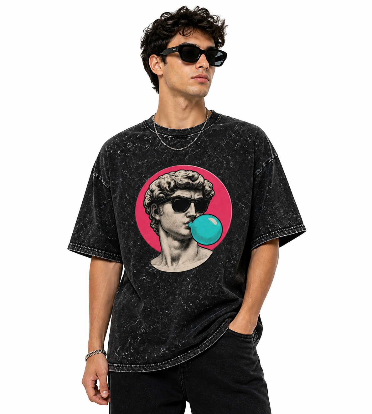 Unisex acid washed oversized T-shirt by LYVIT ORIGINALS featuring a relaxed fit and vintage-inspired style.