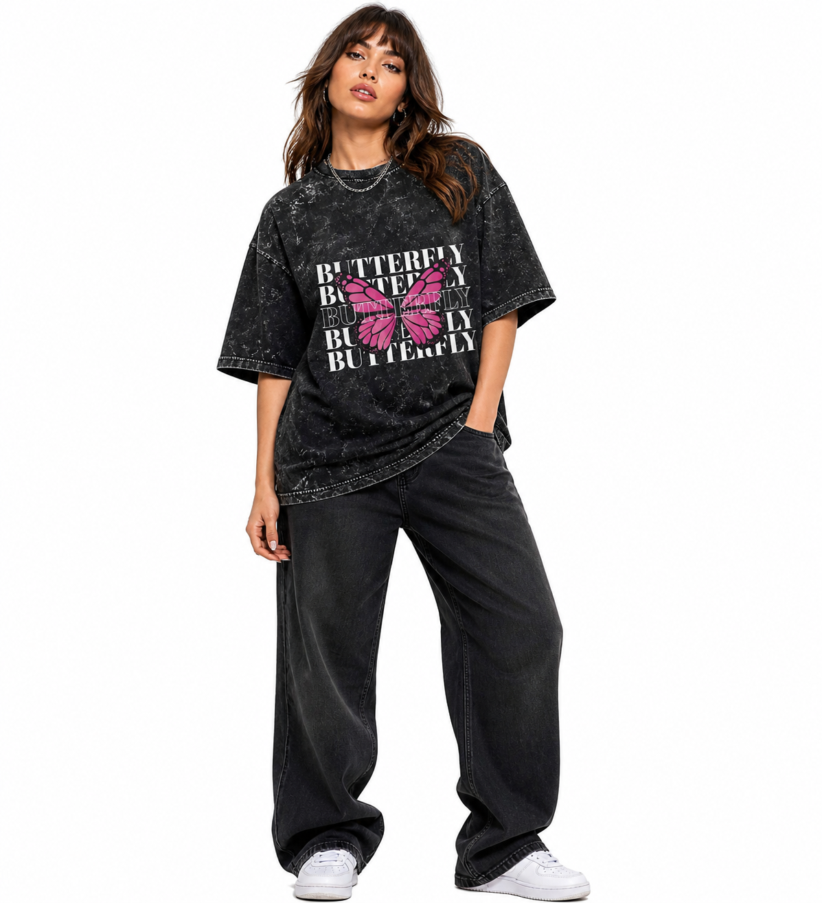 Unisex acid washed oversized T-shirt by LYVIT ORIGINALS with a relaxed fit and faded, vintage-style fabric.