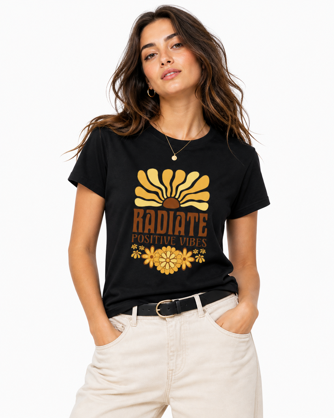 Women's classic T-shirt by LYVIT ORIGINALS, soft cotton fabric, featuring a simple round neckline and short sleeves.