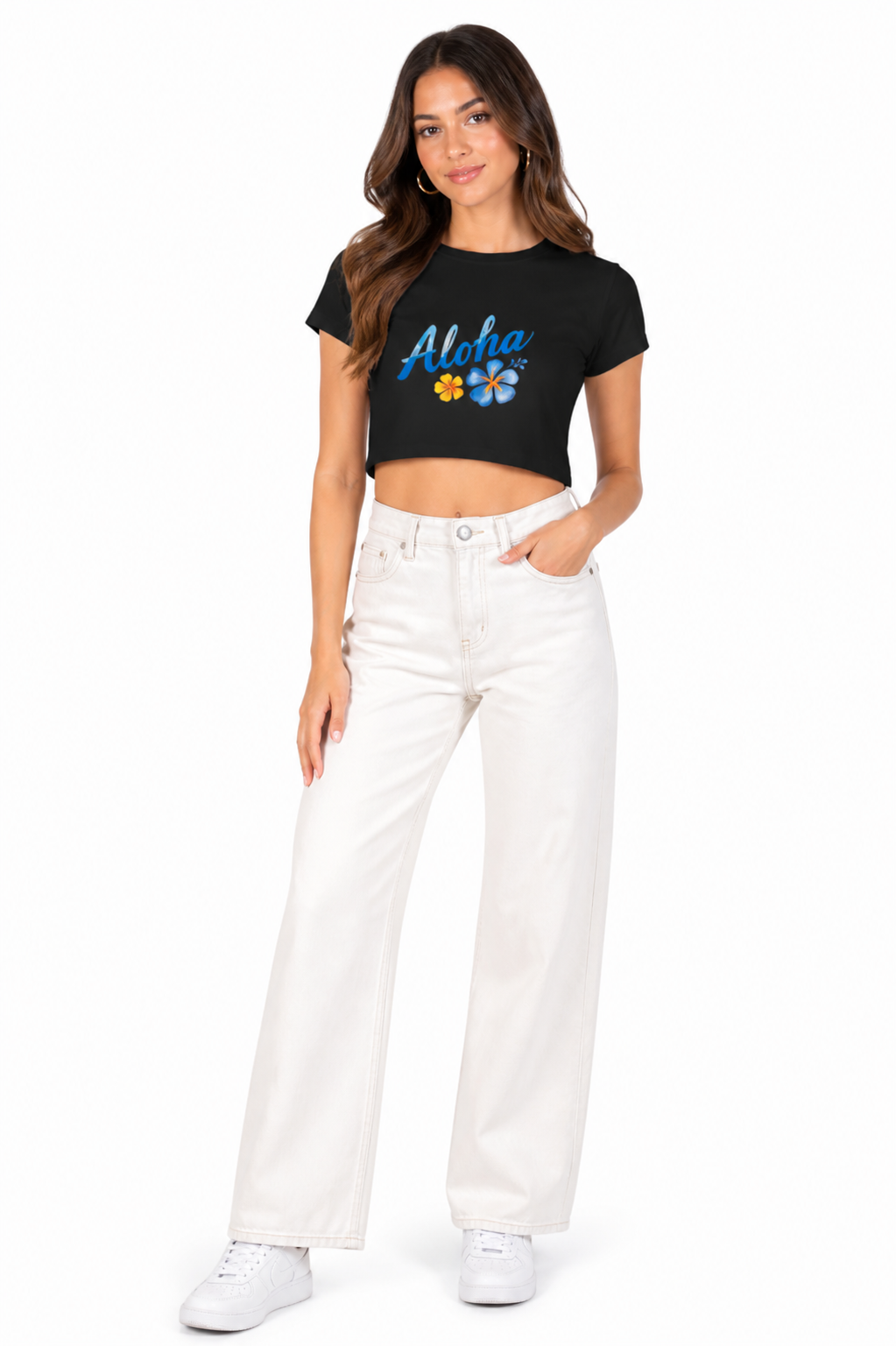 Black LYVIT ORIGINALS crop top with short sleeves and fitted design, displayed on a neutral background.