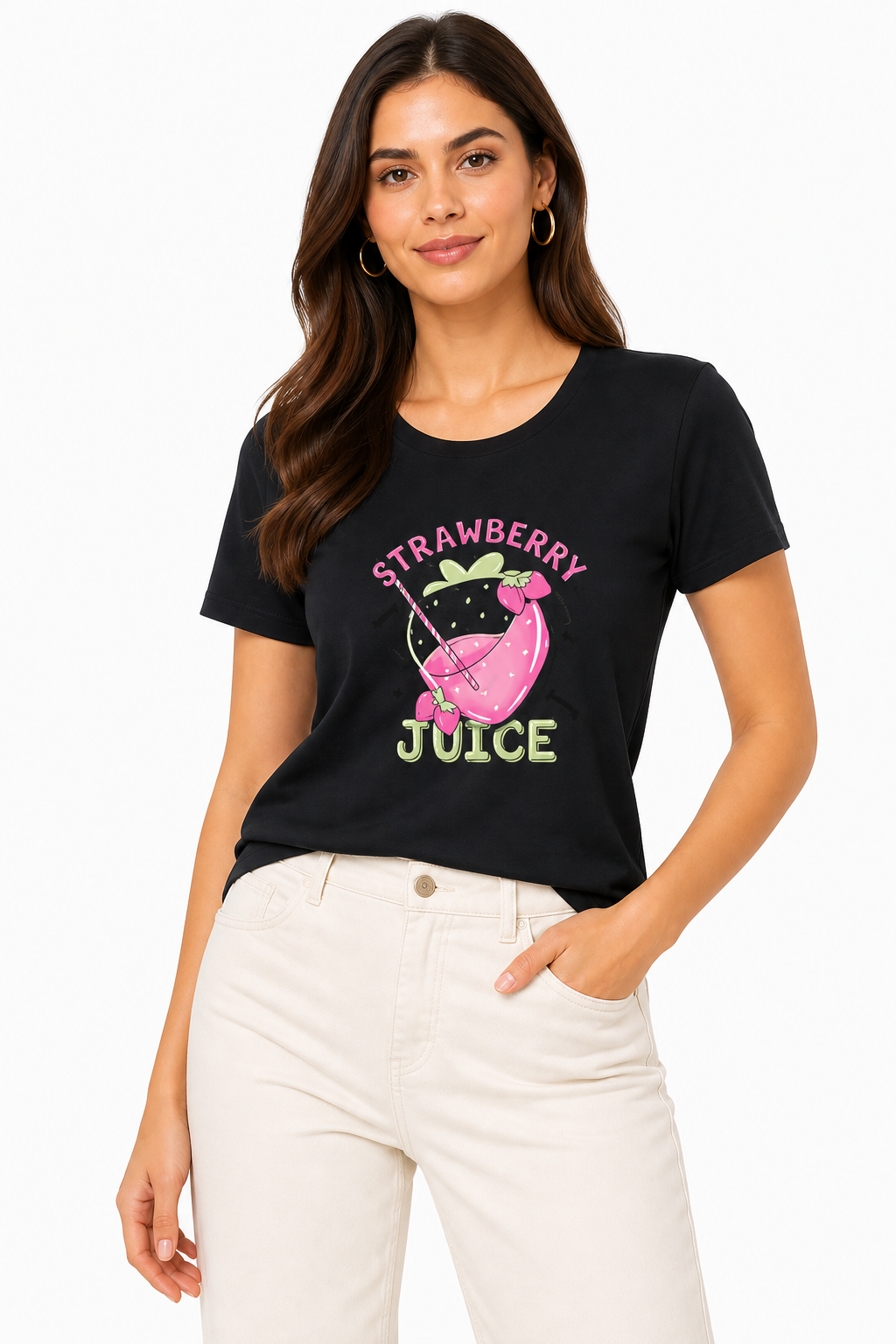 Women’s classic T-shirt by LYVIT ORIGINALS, soft cotton fabric, fitted style, white color, and short sleeves.