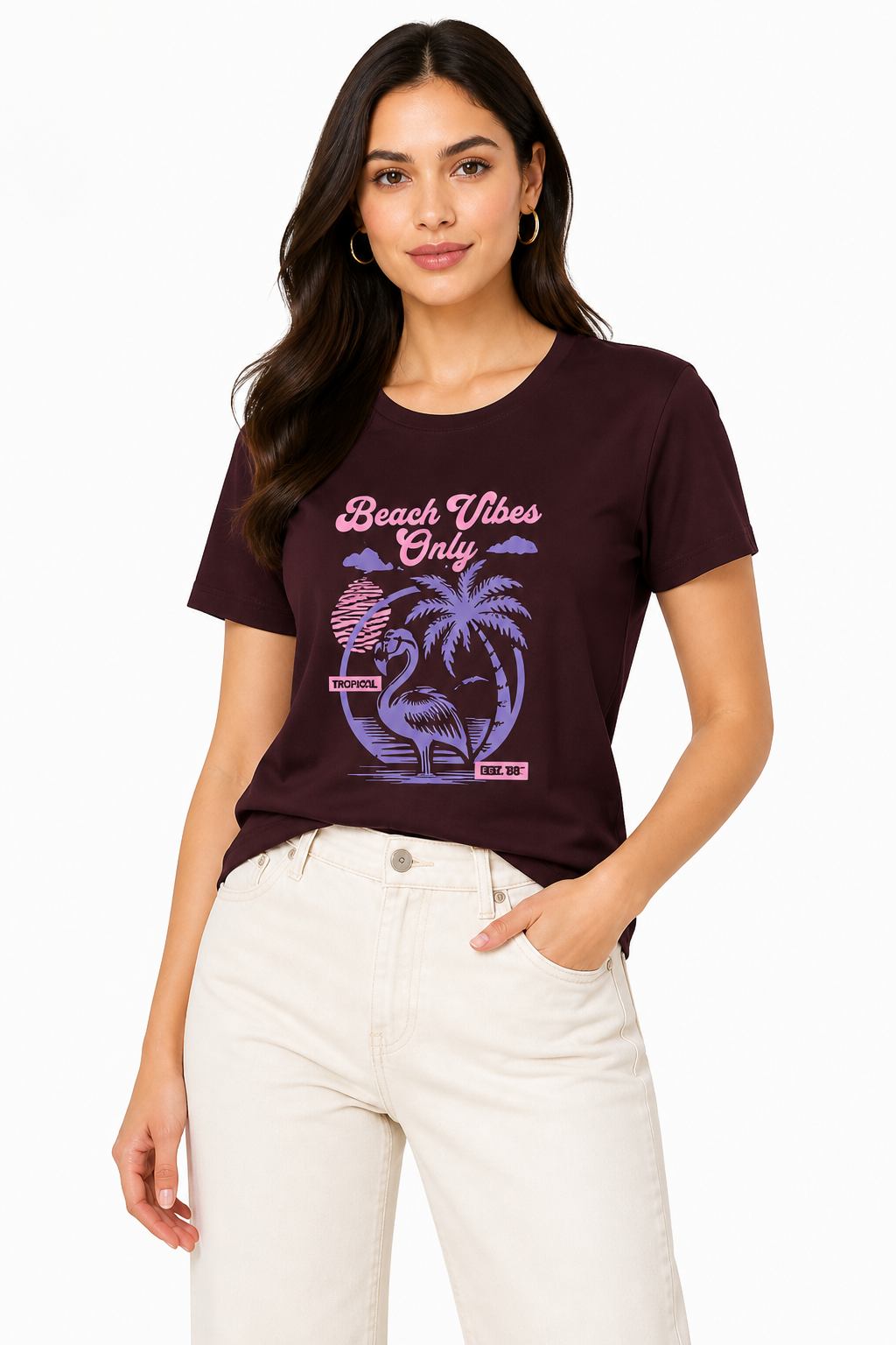 Women's classic white T-shirt by LYVIT ORIGINALS, featuring a relaxed fit and soft cotton fabric.