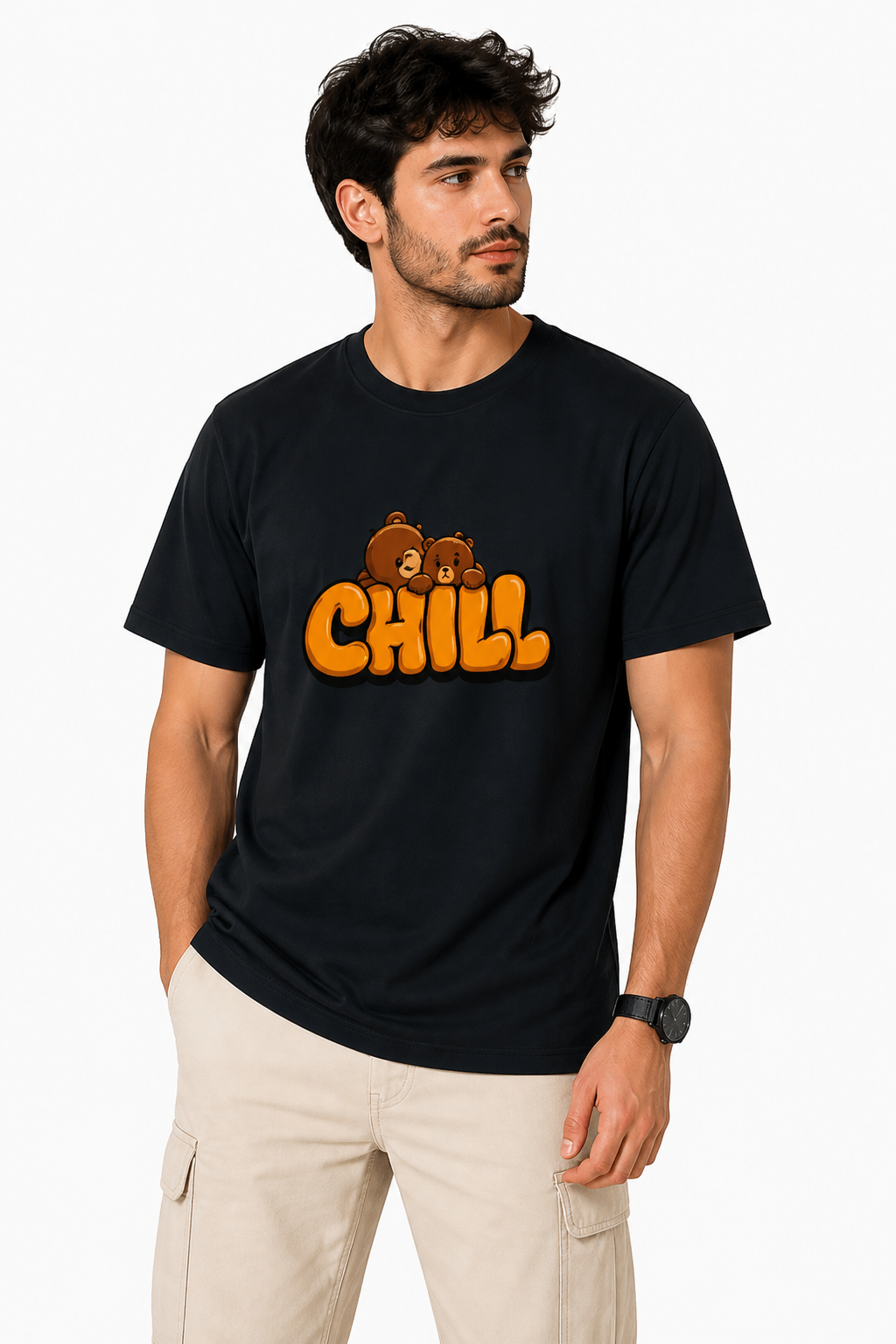 Unisex classic crew T-shirt by LYVIT ORIGINALS, white cotton tee with a relaxed fit and crew neckline, front view.
