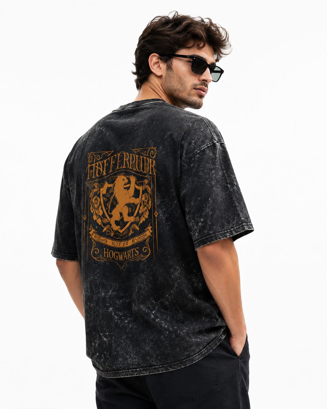 Unisex acid washed oversized T-shirt by LYVIT ORIGINALS featuring a relaxed fit and faded, vintage-inspired design.