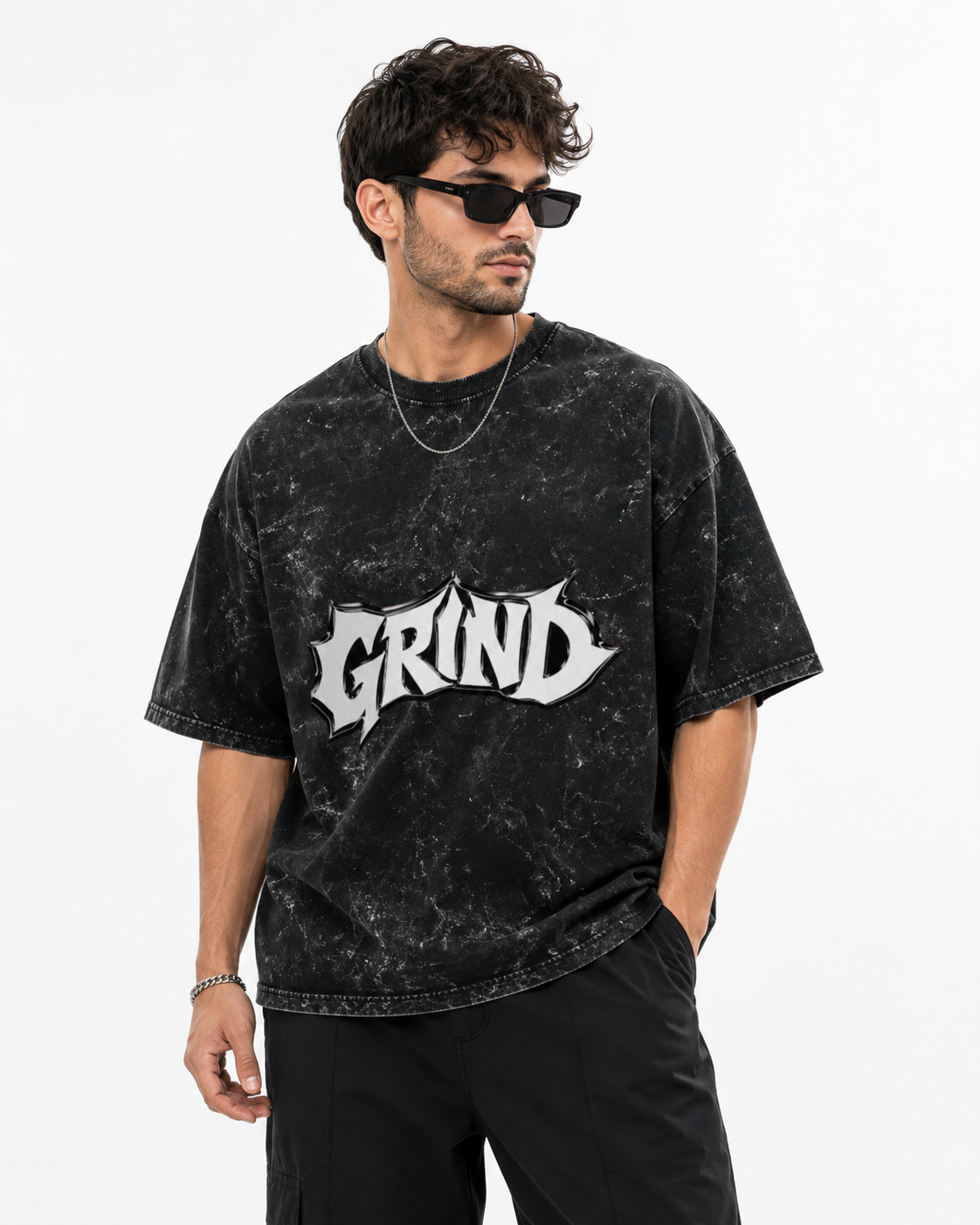 Unisex acid washed oversized T-shirt by LYVIT ORIGINALS featuring a relaxed fit and trendy distressed fabric.