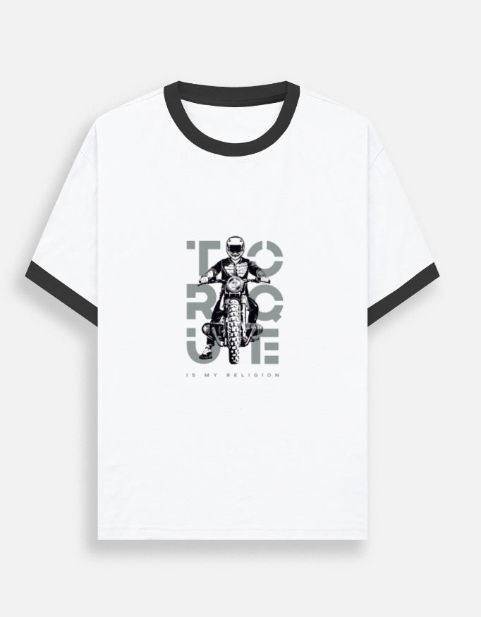 Unisex Ringer T-Shirt by LYVIT ORIGINALS featuring a classic white and contrasting collar design, front view.