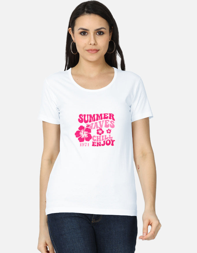 Women's classic T-shirt by LYVIT ORIGINALS, front view showing soft cotton fabric and simple crew neckline.