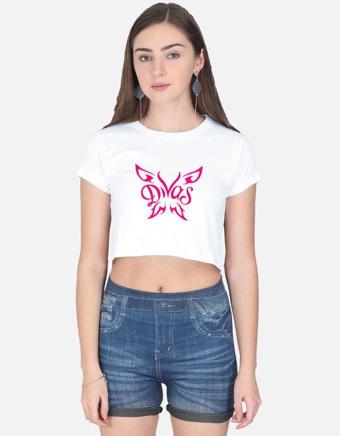 Front view of a stylish LYVIT ORIGINALS crop top showcasing its fitted design and soft fabric in natural light.