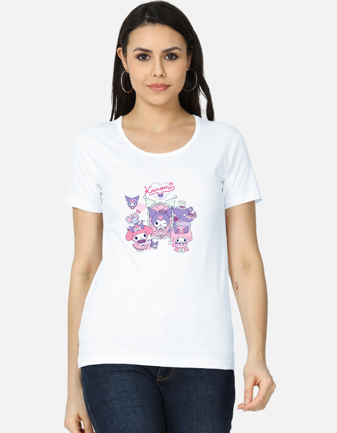 Women's classic T-shirt by LYVIT ORIGINALS featuring a simple round neckline and soft cotton fabric, shown from the front.