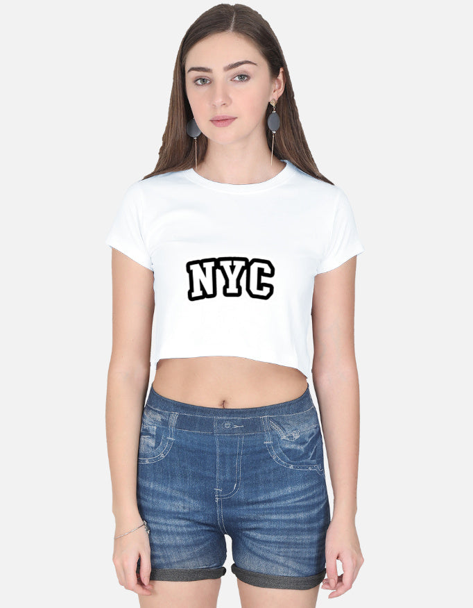 Front view of a stylish LYVIT ORIGINALS crop top showcasing its fitted design and soft fabric.