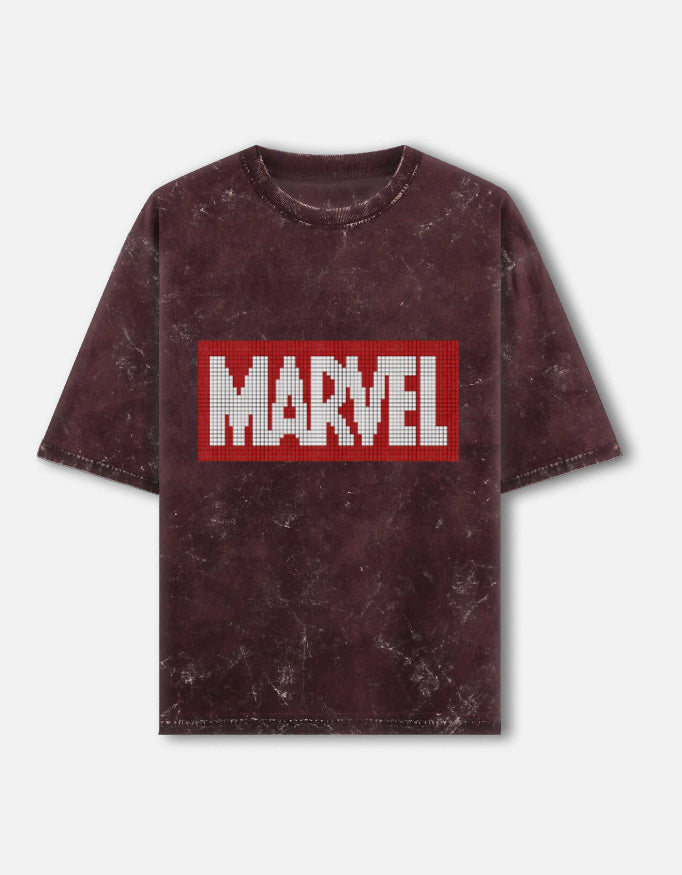 Unisex acid washed oversized tee by LYVIT ORIGINALS, front view showing relaxed fit and distressed fabric texture.
