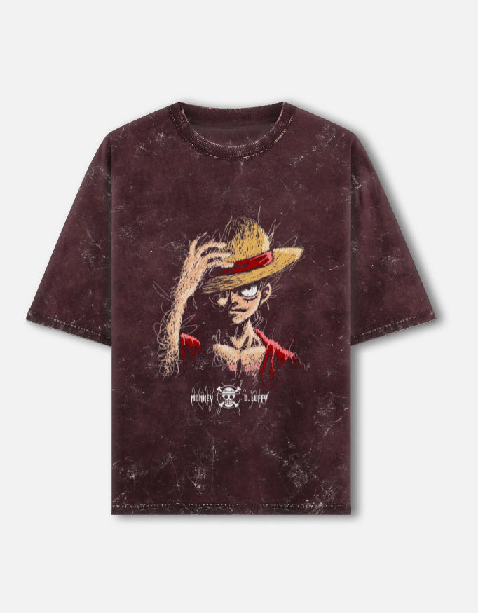 Unisex acid washed oversized T-shirt by LYVIT ORIGINALS, front view showing relaxed fit and faded, vintage-style fabric.