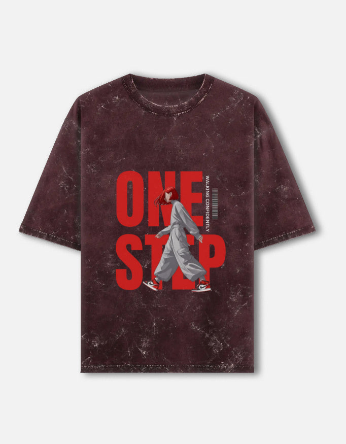Unisex acid washed oversized T-shirt by LYVIT ORIGINALS, front view showing relaxed fit and vintage-style design.