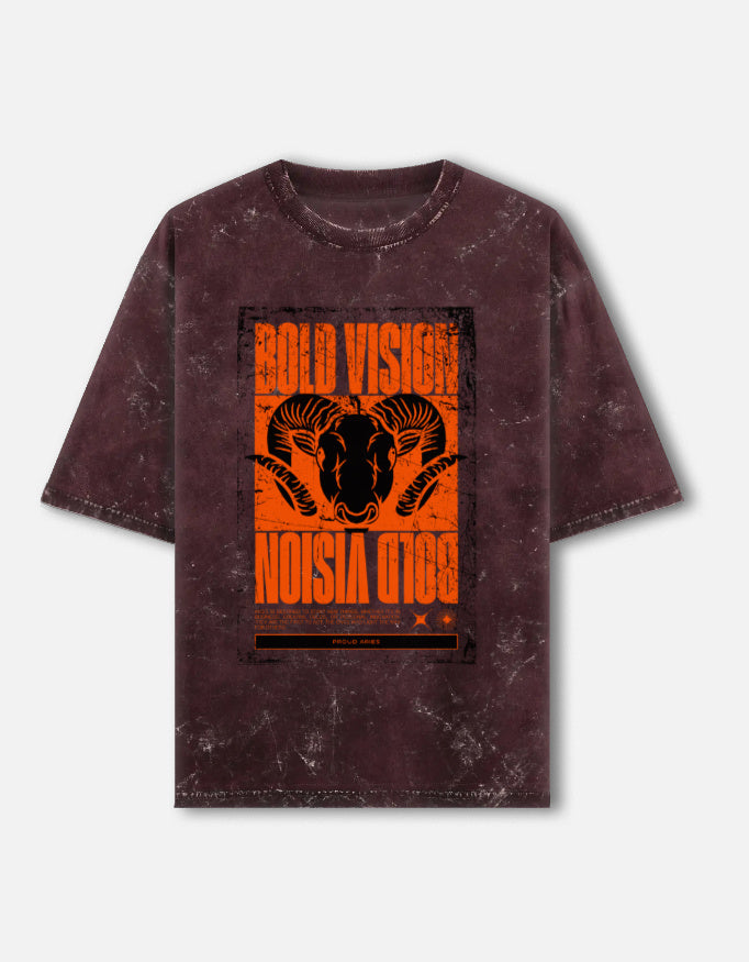 Unisex acid washed oversized T-shirt by LYVIT ORIGINALS showing front view with relaxed fit and faded wash detail.