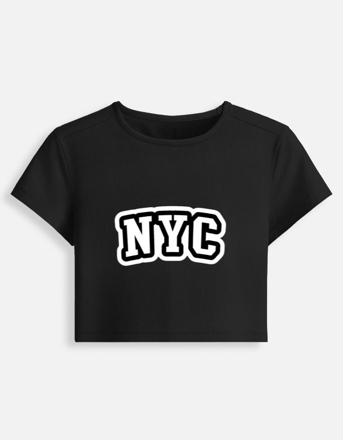 Lyvit Originals baby crop top tee, front view showing soft fabric, classic round neckline, and stylish casual design.