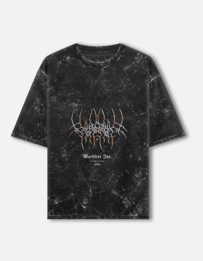Unisex acid washed oversized T-shirt by LYVIT ORIGINALS featuring a front view with a relaxed, trendy fit and distressed design.
