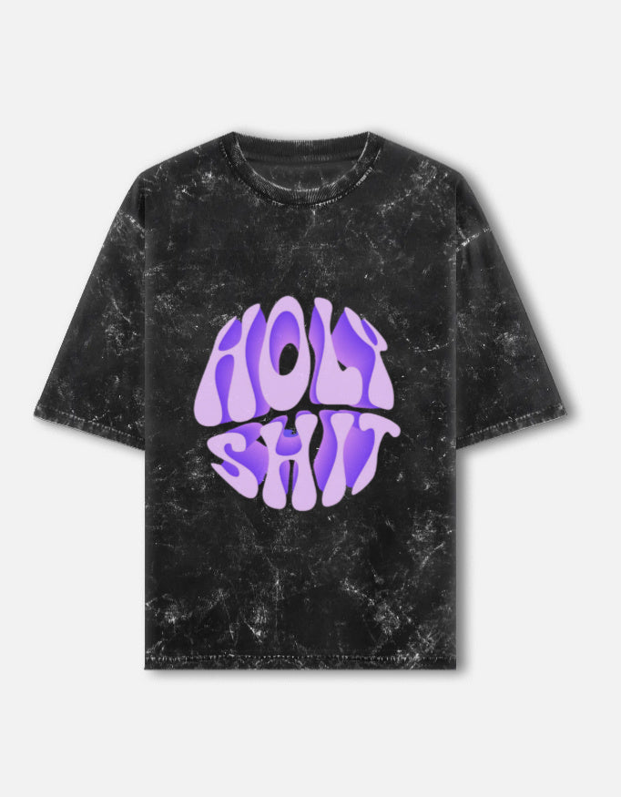 Unisex acid washed oversized tee by LYVIT ORIGINALS, front view showcasing relaxed fit and faded, vintage-inspired design.