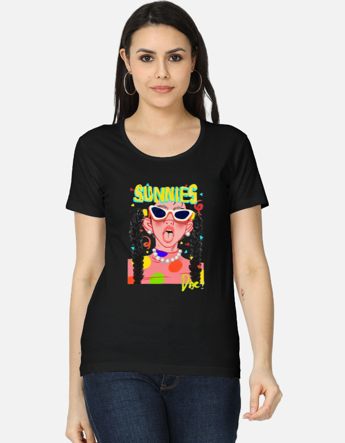 Women's classic LYVIT ORIGINALS T-shirt front view, soft cotton fabric, simple crew neck, and short sleeves.