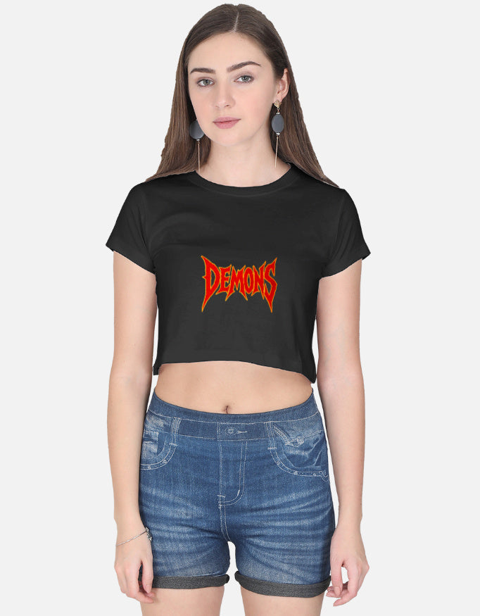 Front view of LYVIT ORIGINALS crop top, showcasing its fitted design and stylish neckline.
