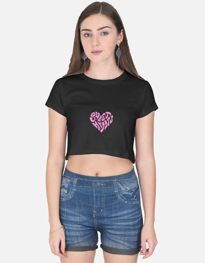 LYVIT ORIGINALS crop top showing a fitted front view with short sleeves and a stylish neckline.