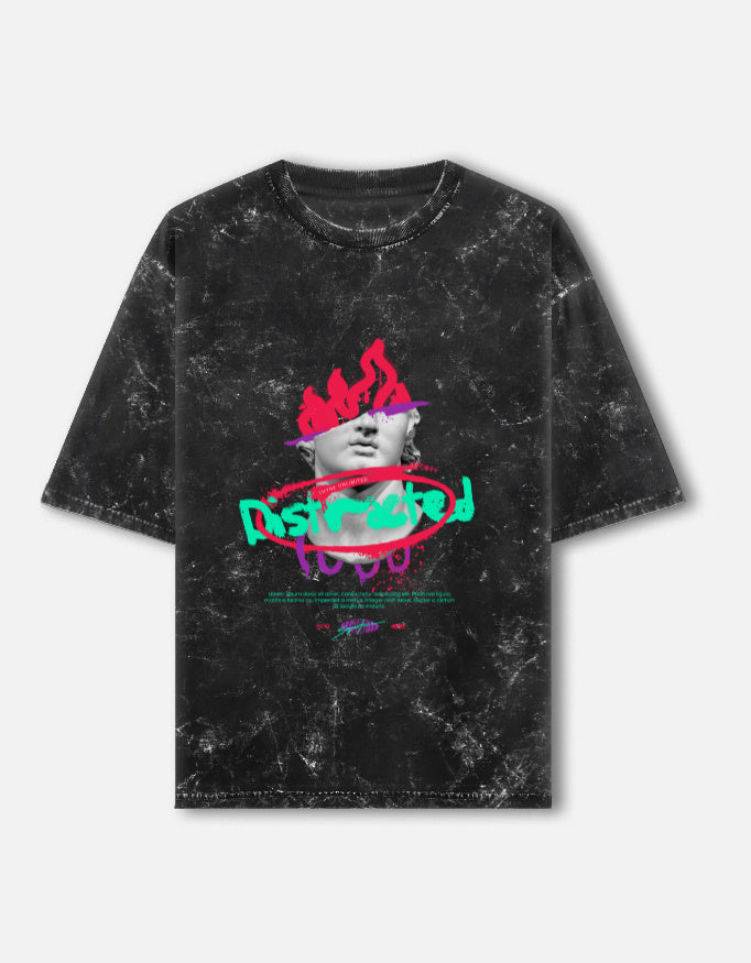 Unisex acid washed oversized LYVIT ORIGINALS T-shirt with front design, relaxed fit, and casual style.