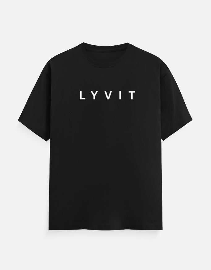 Front view of LYVIT ORIGINALS unisex classic crew T-shirt in a casual, versatile design, made from comfortable fabric.