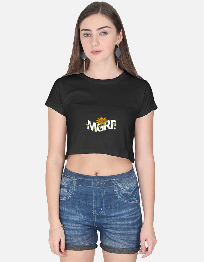 Front view of a stylish LYVIT ORIGINALS crop top with a fitted design and sleeveless cut, perfect for casual and trendy looks.