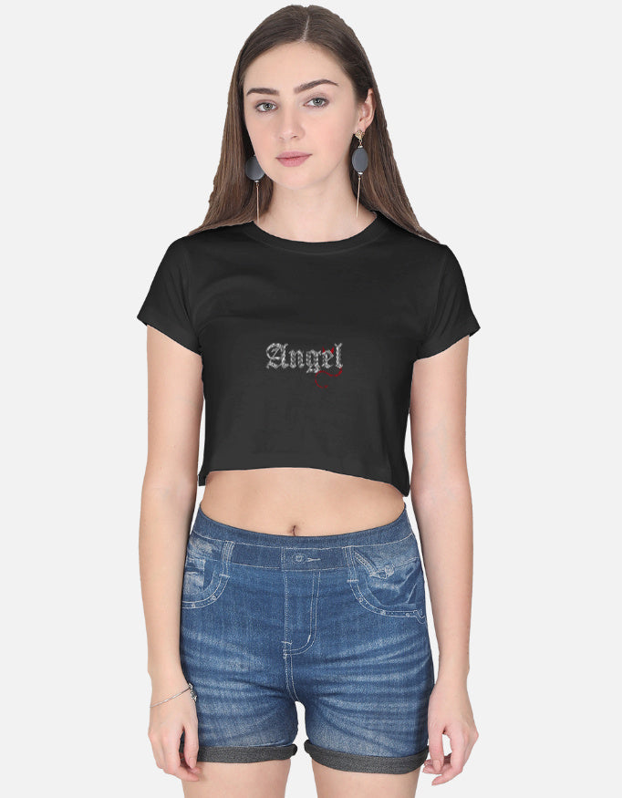 LYVIT ORIGINALS crop top featuring a stylish front view, soft fabric, and trendy design for casual wear.