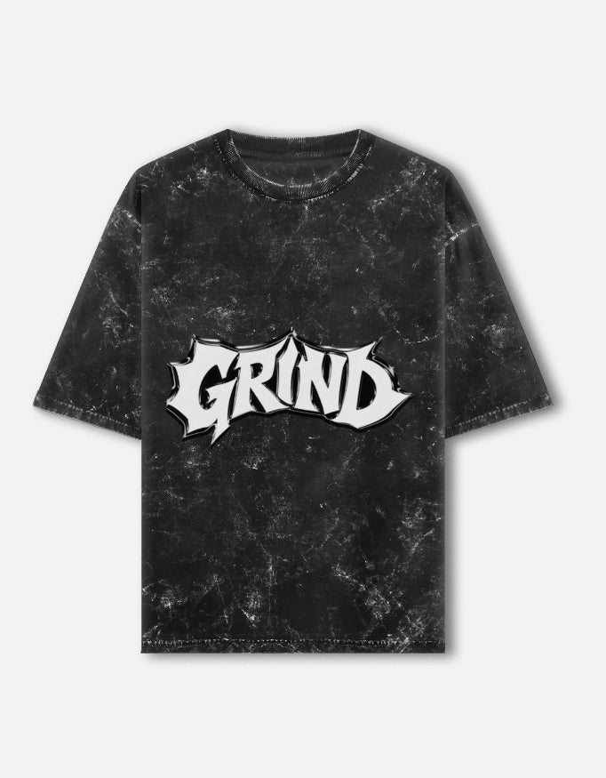 Unisex acid washed oversized tee by LYVIT ORIGINALS, front view showing distressed fabric and relaxed fit.
