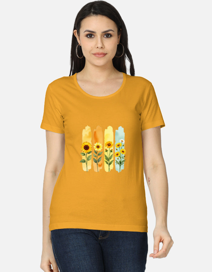 Front view of women's classic LYVIT ORIGINALS T-shirt in soft cotton with a relaxed fit and simple crew neckline.