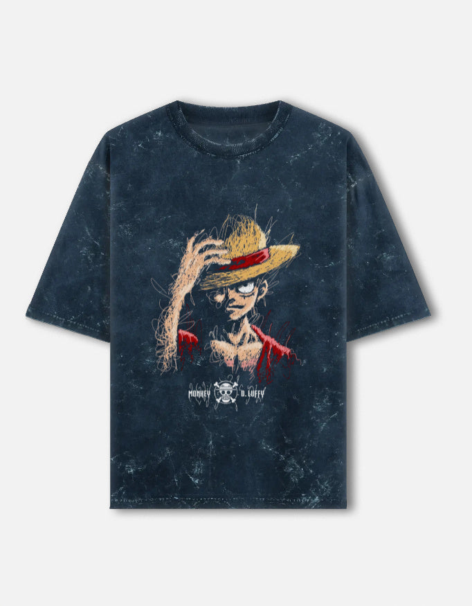 Unisex acid washed oversized T-shirt by LYVIT ORIGINALS shown from the front, featuring a relaxed fit and faded, vintage-style fabric.