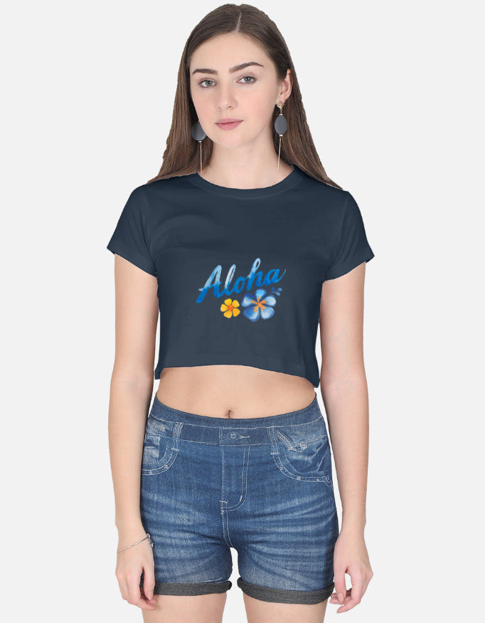 Front view of a stylish LYVIT ORIGINALS crop top featuring a fitted design and soft fabric in a vibrant color.