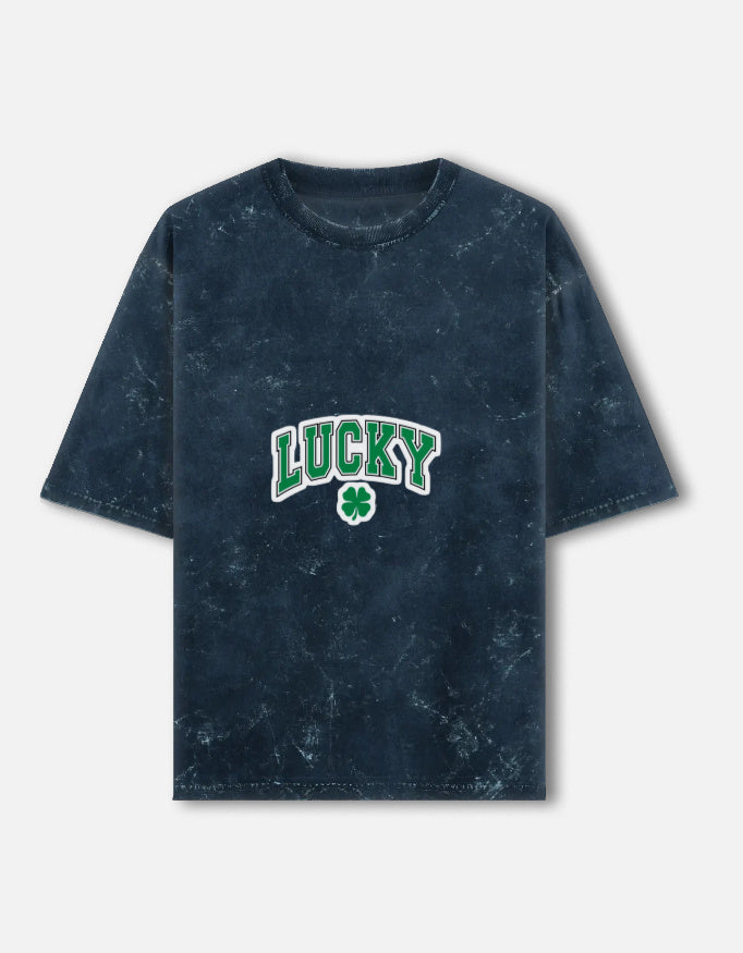 Unisex acid washed oversized T-shirt by LYVIT ORIGINALS, front view showing distressed, faded fabric in a relaxed fit.