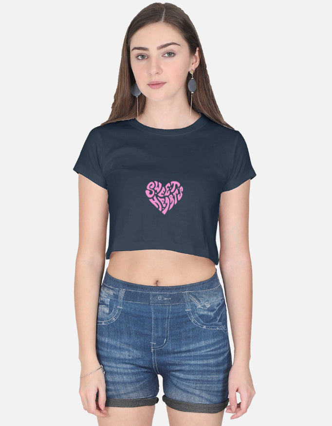 Front view of LYVIT ORIGINALS crop top featuring a fitted design and stylish neckline.