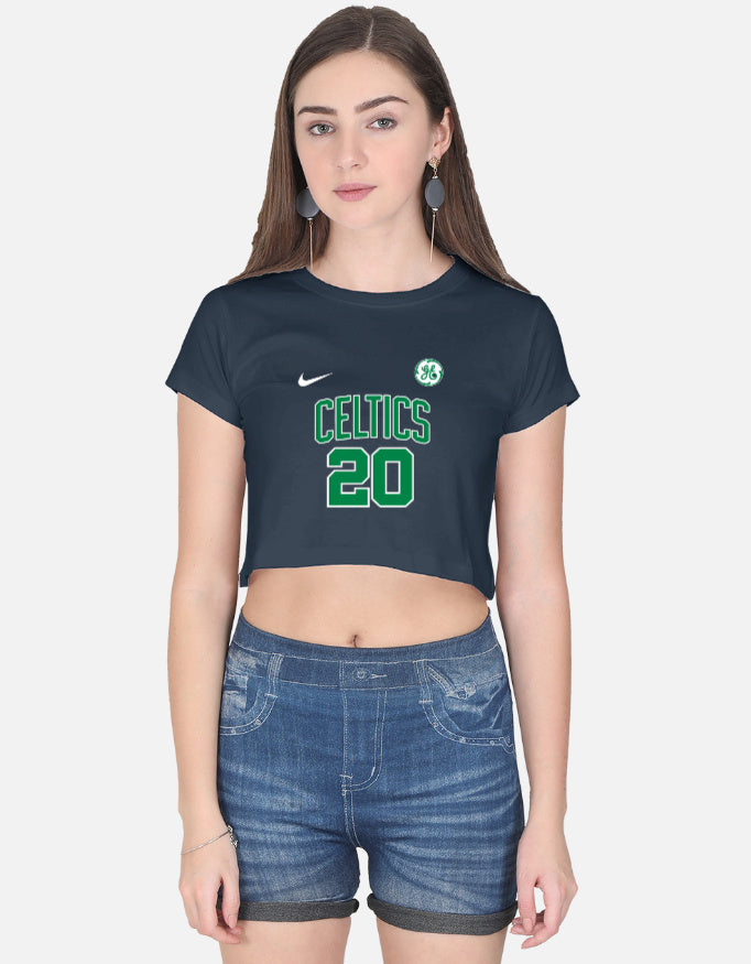 LYVIT ORIGINALS crop top in front view, featuring a stylish, fitted design with a round neckline and sleeveless style.