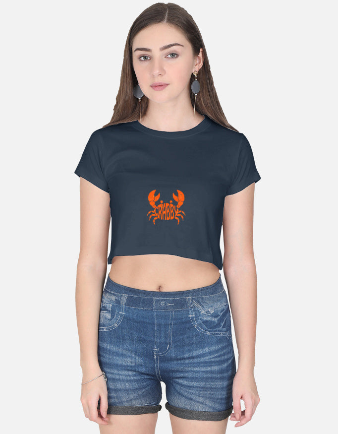 LYVIT ORIGINALS crop top showing a fitted front view with short sleeves and a round neckline on a neutral background