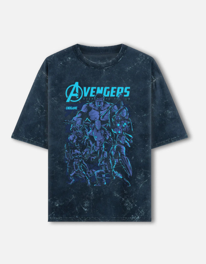 Unisex acid washed oversized LYVIT ORIGINALS T-shirt with front graphic, casual style, in a light distressed fabric.