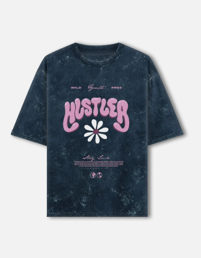 Unisex acid washed oversized tee by LYVIT ORIGINALS featuring a front view with a casual, distressed fabric look.