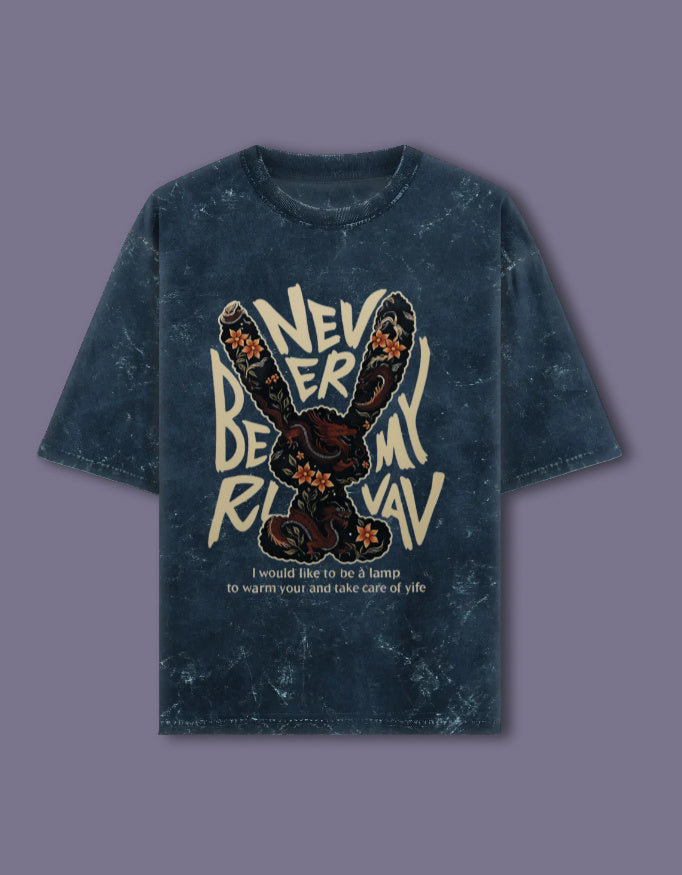 Unisex acid washed oversized tee by LYVIT ORIGINALS, front view showing relaxed fit and distressed, vintage-inspired design.