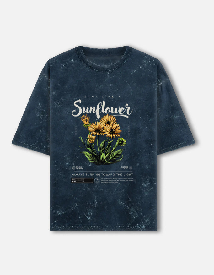 Unisex acid washed oversized T-shirt by LYVIT ORIGINALS, front view showing relaxed fit and distressed acid wash fabric.