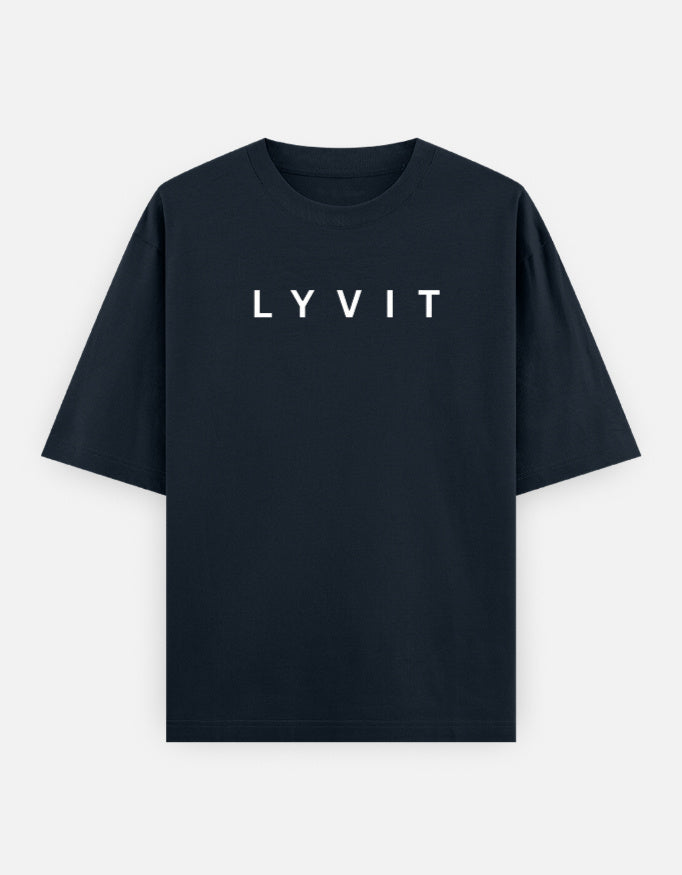Unisex oversized classic crew T-shirt by LYVIT ORIGINALS, front view showing relaxed fit and simple crew neckline.