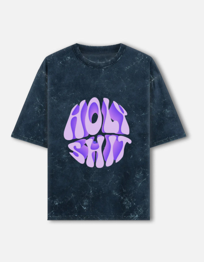 Unisex acid washed oversized T-shirt by LYVIT ORIGINALS, front view showing distressed, casual style and relaxed fit.