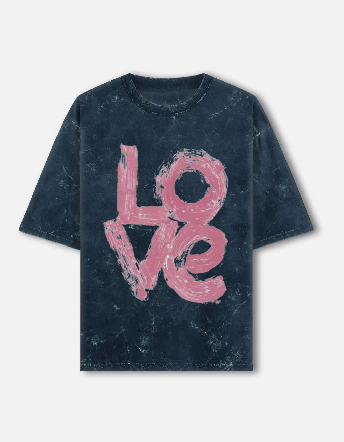 Unisex acid washed oversized tee by LYVIT ORIGINALS featuring a relaxed fit and faded fabric, front view.