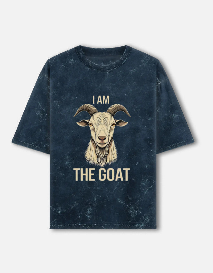 Front view of LYVIT ORIGINALS unisex acid washed oversized tee, showcasing relaxed fit and vintage-inspired design.