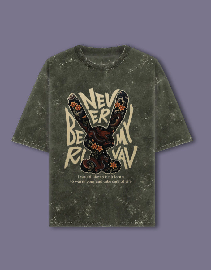 Unisex acid washed oversized tee by LYVIT ORIGINALS, front view showing relaxed fit and stylish worn-in fabric.