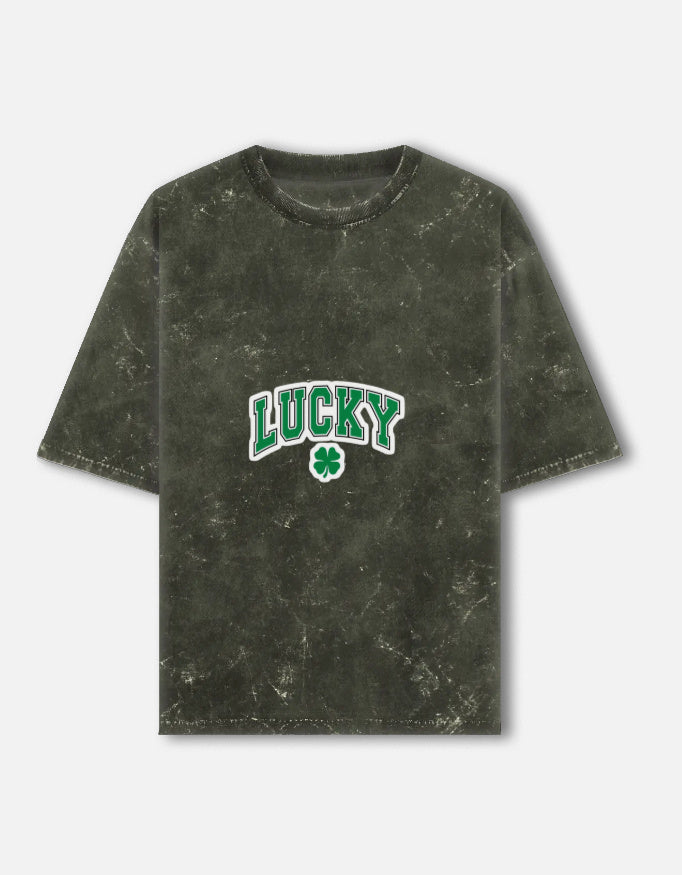 Unisex acid washed oversized LYVIT ORIGINALS T-shirt with a front view showing a relaxed fit and faded, vintage-style fabric.