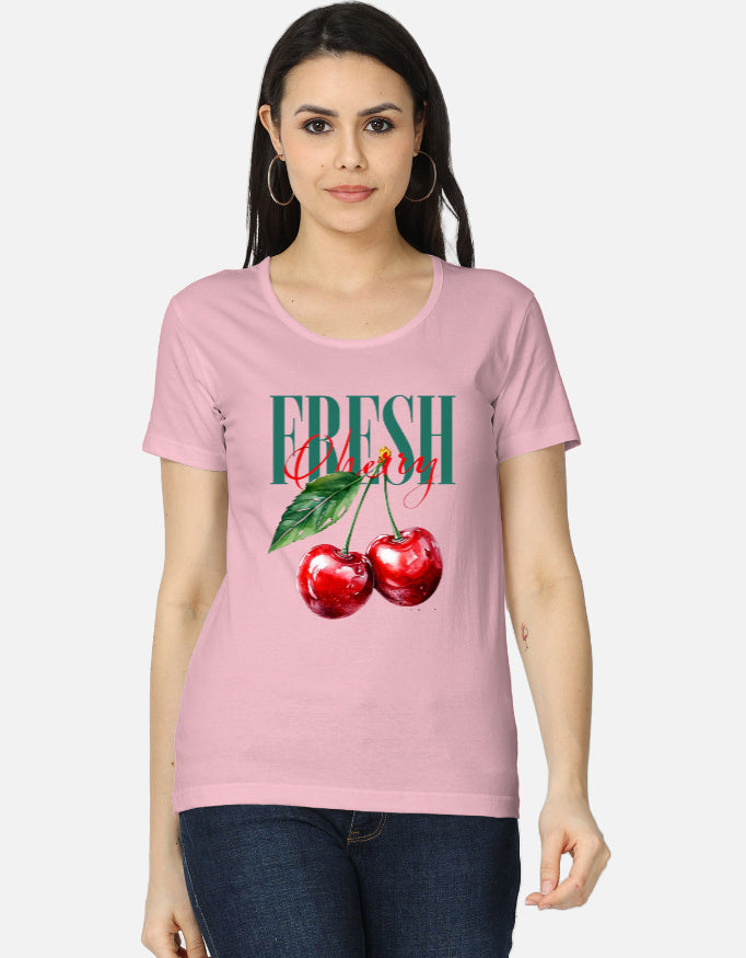 Front view of LYVIT ORIGINALS women's classic T-shirt in soft fabric with a simple crew neckline and short sleeves.