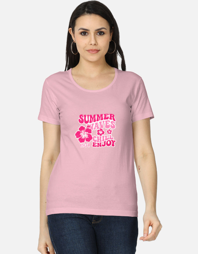 Women’s classic LYVIT ORIGINALS T-shirt front view, soft cotton fabric, lightweight casual women's t-shirt in a neutral color.